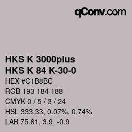 Color code: HKS K 3000plus - HKS K 84 K-30-0 | qconv.com
