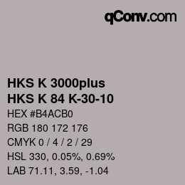Color code: HKS K 3000plus - HKS K 84 K-30-10 | qconv.com