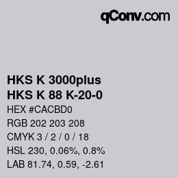 Farbcode: HKS K 3000plus - HKS K 88 K-20-0 | qconv.com