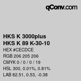 Color code: HKS K 3000plus - HKS K 89 K-30-10 | qconv.com
