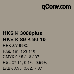 Color code: HKS K 3000plus - HKS K 89 K-90-10 | qconv.com