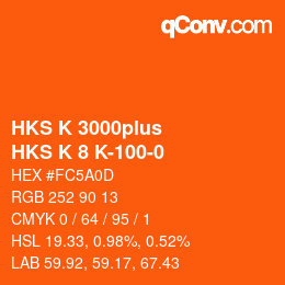 Code couleur: HKS K 3000plus - HKS K 8 K-100-0 | qconv.com