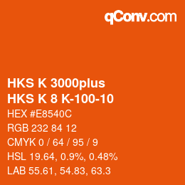 Color code: HKS K 3000plus - HKS K 8 K-100-10 | qconv.com