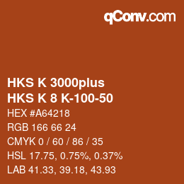 Código de color: HKS K 3000plus - HKS K 8 K-100-50 | qconv.com