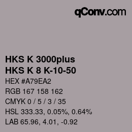 Color code: HKS K 3000plus - HKS K 8 K-10-50 | qconv.com