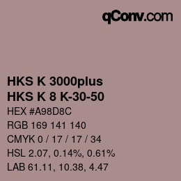 Farbcode: HKS K 3000plus - HKS K 8 K-30-50 | qconv.com