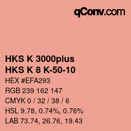 Color code: HKS K 3000plus - HKS K 8 K-50-10 | qconv.com
