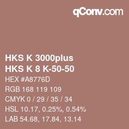 Código de color: HKS K 3000plus - HKS K 8 K-50-50 | qconv.com