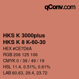 Code couleur: HKS K 3000plus - HKS K 8 K-60-30 | qconv.com