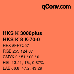 Color code: HKS K 3000plus - HKS K 8 K-70-0 | qconv.com