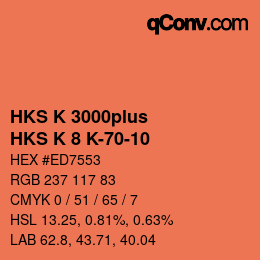 Code couleur: HKS K 3000plus - HKS K 8 K-70-10 | qconv.com