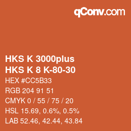 Code couleur: HKS K 3000plus - HKS K 8 K-80-30 | qconv.com