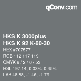 Color code: HKS K 3000plus - HKS K 92 K-80-30 | qconv.com
