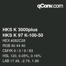 Color code: HKS K 3000plus - HKS K 97 K-100-50 | qconv.com
