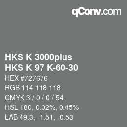 Color code: HKS K 3000plus - HKS K 97 K-60-30 | qconv.com