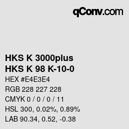 Color code: HKS K 3000plus - HKS K 98 K-10-0 | qconv.com