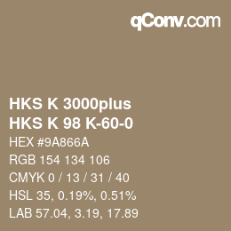 カラーコード: HKS K 3000plus - HKS K 98 K-60-0 | qconv.com