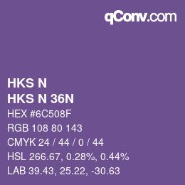 颜色代码: HKS N - HKS N 36N | qconv.com