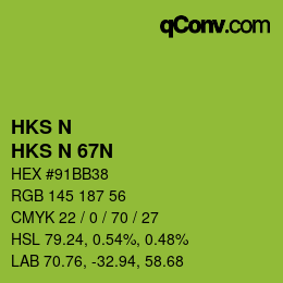 颜色代码: HKS N - HKS N 67N | qconv.com