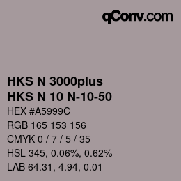 Color code: HKS N 3000plus - HKS N 10 N-10-50 | qconv.com
