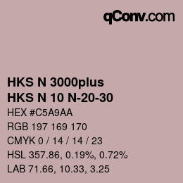 Color code: HKS N 3000plus - HKS N 10 N-20-30 | qconv.com