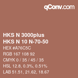 Color code: HKS N 3000plus - HKS N 10 N-70-50 | qconv.com