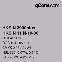Color code: HKS N 3000plus - HKS N 11 N-10-30 | qconv.com