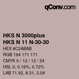 Color code: HKS N 3000plus - HKS N 11 N-30-30 | qconv.com