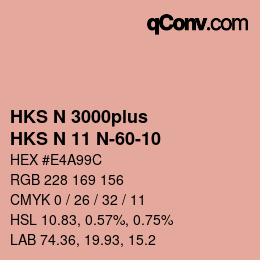 Color code: HKS N 3000plus - HKS N 11 N-60-10 | qconv.com