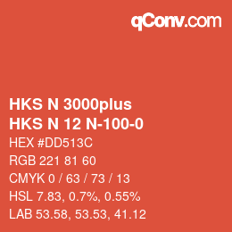 Color code: HKS N 3000plus - HKS N 12 N-100-0 | qconv.com