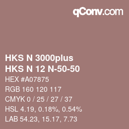 Color code: HKS N 3000plus - HKS N 12 N-50-50 | qconv.com