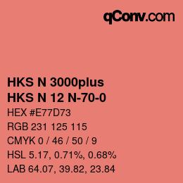 Código de color: HKS N 3000plus - HKS N 12 N-70-0 | qconv.com