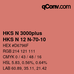 Color code: HKS N 3000plus - HKS N 12 N-70-10 | qconv.com