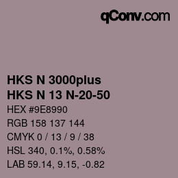 Farbcode: HKS N 3000plus - HKS N 13 N-20-50 | qconv.com