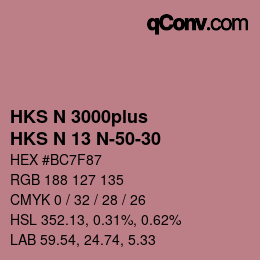 Color code: HKS N 3000plus - HKS N 13 N-50-30 | qconv.com