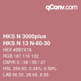 Código de color: HKS N 3000plus - HKS N 13 N-60-30 | qconv.com