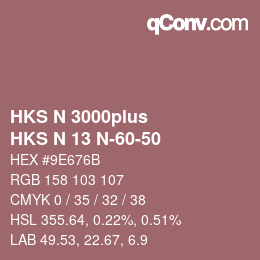 Color code: HKS N 3000plus - HKS N 13 N-60-50 | qconv.com