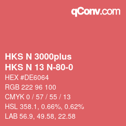 Color code: HKS N 3000plus - HKS N 13 N-80-0 | qconv.com