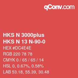 Color code: HKS N 3000plus - HKS N 13 N-90-0 | qconv.com