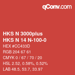 Code couleur: HKS N 3000plus - HKS N 14 N-100-0 | qconv.com