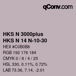 Color code: HKS N 3000plus - HKS N 14 N-10-30 | qconv.com