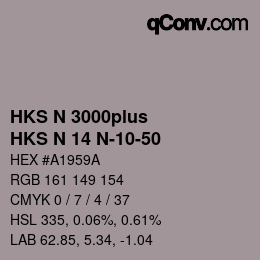 Color code: HKS N 3000plus - HKS N 14 N-10-50 | qconv.com