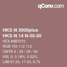 カラーコード: HKS N 3000plus - HKS N 14 N-50-50 | qconv.com