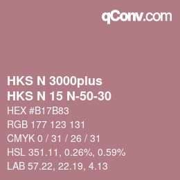 Color code: HKS N 3000plus - HKS N 15 N-50-30 | qconv.com