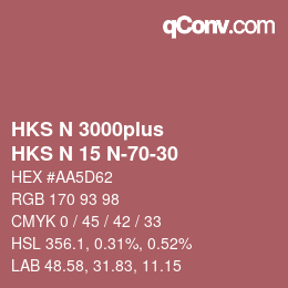 Color code: HKS N 3000plus - HKS N 15 N-70-30 | qconv.com