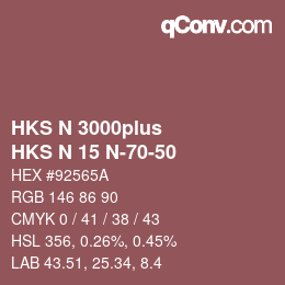 Color code: HKS N 3000plus - HKS N 15 N-70-50 | qconv.com