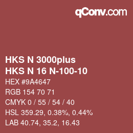 Code couleur: HKS N 3000plus - HKS N 16 N-100-10 | qconv.com
