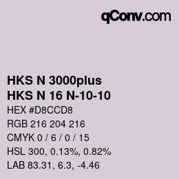 Code couleur: HKS N 3000plus - HKS N 16 N-10-10 | qconv.com