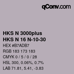 Color code: HKS N 3000plus - HKS N 16 N-10-30 | qconv.com