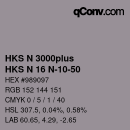 Color code: HKS N 3000plus - HKS N 16 N-10-50 | qconv.com